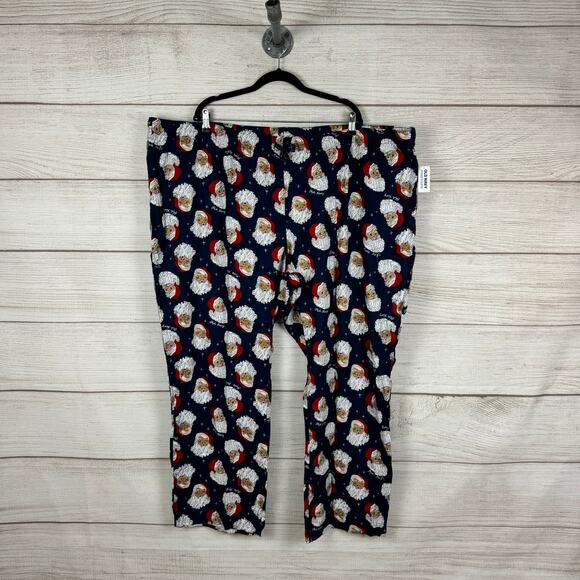 Old Navy Plus Size Blue Christmas Santa Printed Flannel Pajama Pants Size 4X - Picture 1 of 8